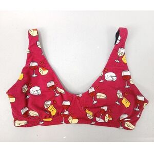 MeUndies Bralette Women Large Magenta Wine Cheese Print U-Back Soft